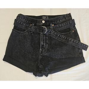 Abercrombie & Fitch Black Denim Shorts With Belt Size 28/6